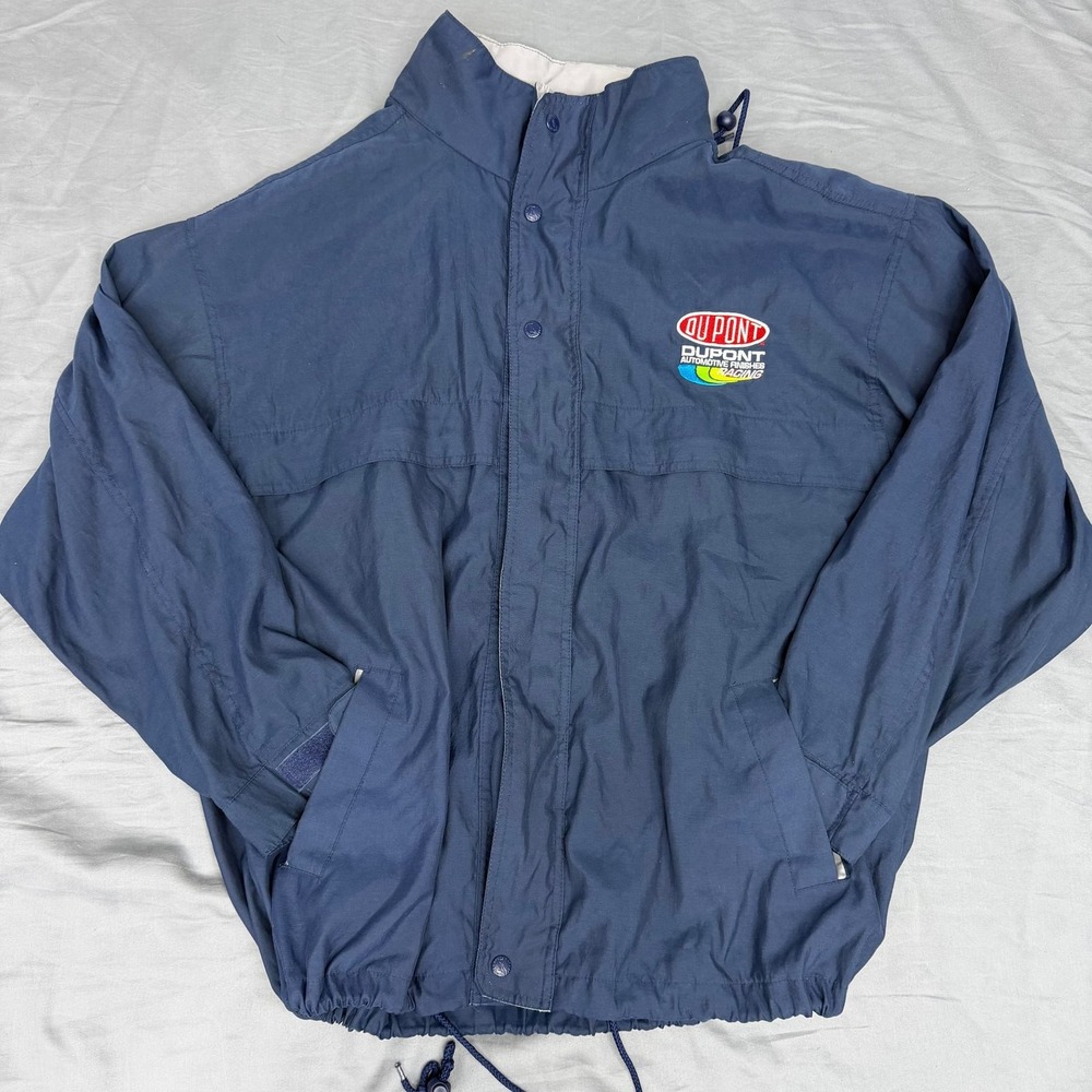 VTG NASCAR DuPont Automotive Finishes Racing Jacket Navy‎ Blue Spotlight Large